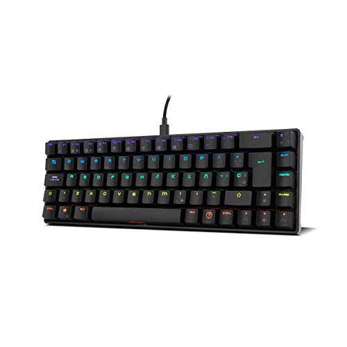 Ozone Gaming Teclado Mini Tactical -OZTACTICALSP- Mecanico sin Teclado numerico, Bluetooth, Switches Outemu Red, Iluminacion LED RGB, Silencioso, Layout Español, Negro