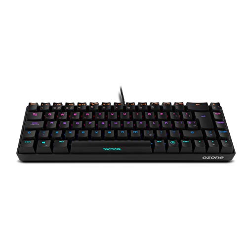 Ozone Gaming Teclado Mini Tactical -OZTACTICALSP- Mecanico sin Teclado numerico, Bluetooth, Switches Outemu Red, Iluminacion LED RGB, Silencioso, Layout Español, Negro