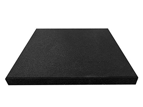 Pack loseta de Caucho para Gimnasio | Medida 50 x 50 x 4 cm | Suelo para Gimnasio | Pavimento de Caucho para Halterofilia | Loseta de Entrenamiento Profesional (1 loseta (50 x 50 cm), Negra)