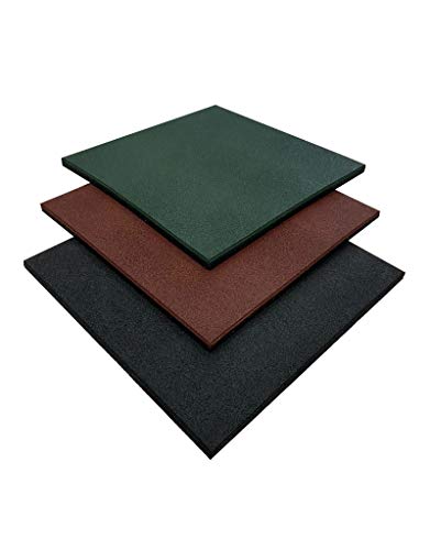 Pack loseta de Caucho para Gimnasio | Medida 50 x 50 x 4 cm | Suelo para Gimnasio | Pavimento de Caucho para Halterofilia | Loseta de Entrenamiento Profesional (1 loseta (50 x 50 cm), Negra)