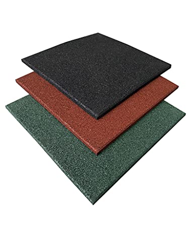 Pack losetas de caucho para gimnasio 50 x 50 x 2 cm, suelo de gimnasio para entrenamiento, loseta caucho crossfit y gimnasios, suelo de gimnasio en losetas (1 loseta (50 x 50 cm), Rojo)