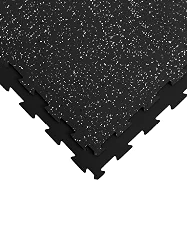 Pack losetas de Caucho Puzzle para gimnasios 48,5 x 48,5 cm x 4 mm Grosor, Suelo de Gimnasio para Entrenamiento, Suelo Gimnasia, loseta Caucho SBR (Negro, 1 loseta ( 48,5 x 48,5 cm))