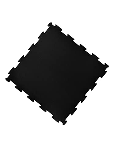 Pack losetas de Caucho Puzzle para gimnasios 48,5 x 48,5 cm x 4 mm Grosor, Suelo de Gimnasio para Entrenamiento, Suelo Gimnasia, loseta Caucho SBR (Negro, 1 loseta ( 48,5 x 48,5 cm))