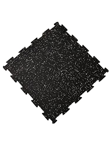 Pack losetas de Caucho Puzzle para gimnasios 48,5 x 48,5 cm x 4 mm Grosor, Suelo de Gimnasio para Entrenamiento, Suelo Gimnasia, loseta Caucho SBR (Negro, 1 loseta ( 48,5 x 48,5 cm))