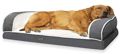 Pecute Cama Perro Ortopédica Colchón Perro Lavable Cama de Espuma viscoelástica para Perros con Funda Desenfundable Sofá Cama para Mascotas con Espuma De Caja De Huevos, Gris (L)