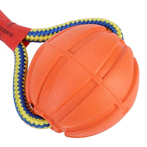 Pelota de Cuerda para Mascotas, 6 cm EVA portátil Adiestramiento de Perro Mascota Masticar Juguetes interactivos Resistentes a mordeduras Cuerda portadora Bola de Goma Indestructible(Naranja)