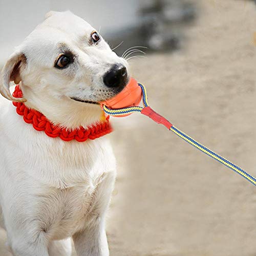 Pelota de Cuerda para Mascotas, 6 cm EVA portátil Adiestramiento de Perro Mascota Masticar Juguetes interactivos Resistentes a mordeduras Cuerda portadora Bola de Goma Indestructible(Naranja)