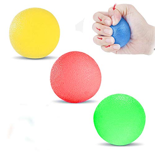 Pelota Rehabilitacion Mano, Pelota Antiestres Pelotas Ejercicio Manos, Antiestres Ejercitar para Fisioterapia, Tratamiento de Manos, Alivio del estrés, 3 Niveles de Resistencia, 3 Colores