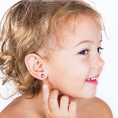 Pendientes para Niñas - Comius Sharp 100 Pares Pendientes Hipoalergénicos para Niñas Color Mezclado Cerámica Suave Mezcla de Animal Fruta Aretes de Niños para Mujeres