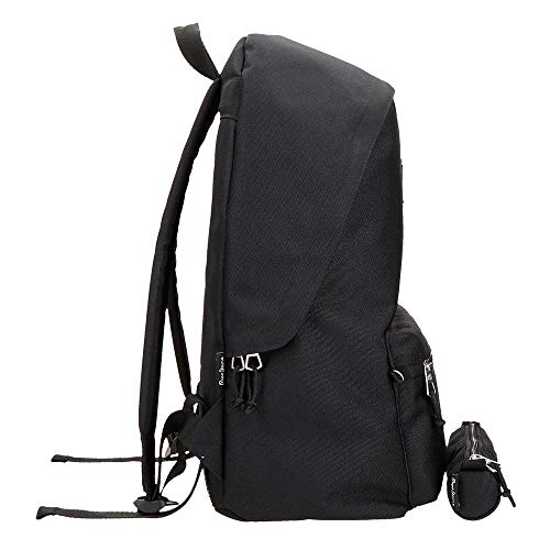 Pepe Jeans Aris Mochila para Portátil 15,6" + Estuche Escolar Negro 31x44x17,5 cms Poliéster 23.87L