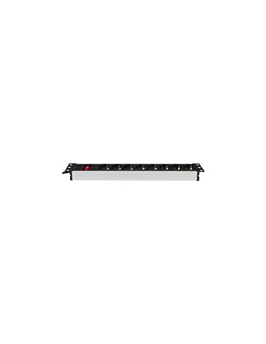 Perel EBP08PDU-G – Base múltiple PDU de 8 tomas para armario rack 19", con cable de 2,15 m