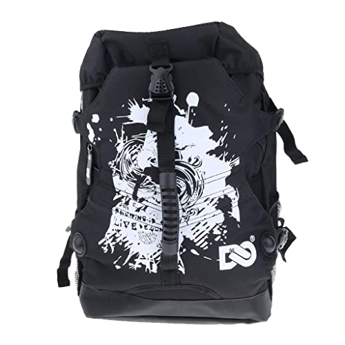 perfk Mochila Grande para Patines De Ruedas Patines De Velocidad En Línea Bolsa De Almacenamiento Zapatos De Patinaje para Exteriores Porta Botas - Negro 1