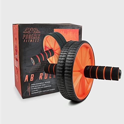 Phoenix Fitness Ab Roller - Abdominales Para Ejercicios De Fitness Para El Hogar y El Gimnasio - Mangos De Espuma Para Entrenamiento De Abdominales