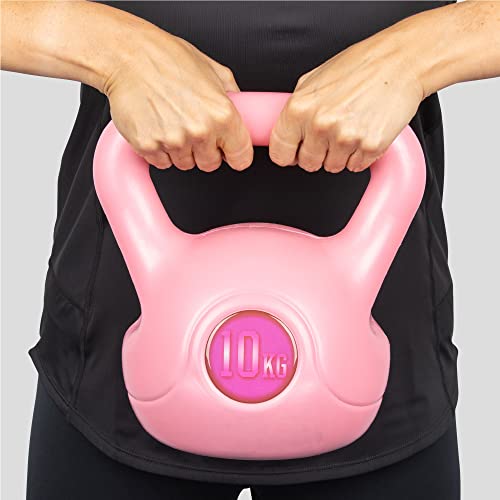 Phoenix Fitness - RY1424 - Fuerza Máxima Y Peso Kettlebell Ejercicio Vinilo para Entrenamiento Cardiovascular En Casa Ejercicio De Gimnasio 10kg, Rosa