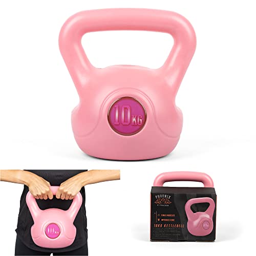 Phoenix Fitness - RY1424 - Fuerza Máxima Y Peso Kettlebell Ejercicio Vinilo para Entrenamiento Cardiovascular En Casa Ejercicio De Gimnasio 10kg, Rosa