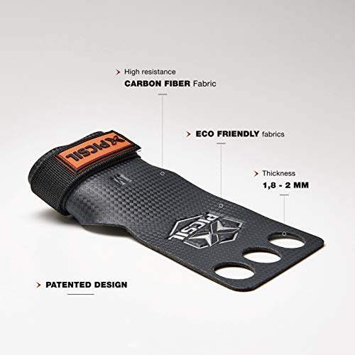 PICSIL RX Calleras para Cross Training, Carbon Grips de 3 Agujeros, para Gimnasio, Box, Halterofilia, Gimnasia, Previenen Ampollas y Desgarros, Mayor Resistencia y Protección, Unisex, Naranja, XL