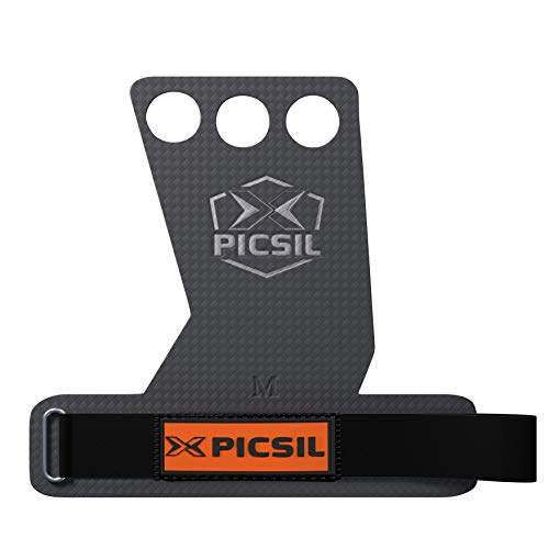 PICSIL RX Calleras para Cross Training, Carbon Grips de 3 Agujeros, para Gimnasio, Box, Halterofilia, Gimnasia, Previenen Ampollas y Desgarros, Mayor Resistencia y Protección, Unisex, Naranja, XL