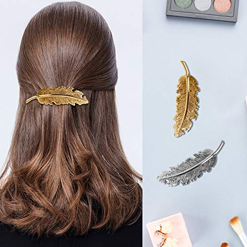 Pinzas para el Pelo de Metal Vintage Hueco Geométrico Horquillas Pelo Clip Abrazaderas Triángulo Círculo Luna Clips de Pelo para Mujeres y Chicas 12 Piezas (Oro y Plata)