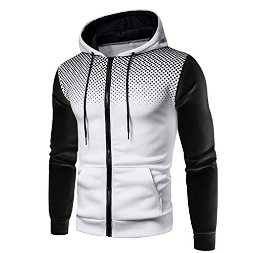 Pistaz - Conjunto de chándal de gimnasia de 2 piezas, deportivo, para invierno, a cuadros, chaqueta con cremallera y pantalón con cordón, blanco, large