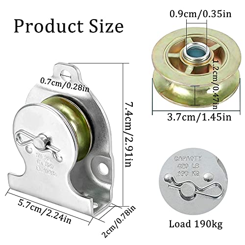 Polea de Cuerda De Alambre Poleas de Acero Inoxidable 2 Piezas Con Polea con Rodamiento De Bolas Polea úNica Bloque Puede Soportar 190 Kg Utilizado en Gimnasio, Yate，Deportes Al Aire Libre etc