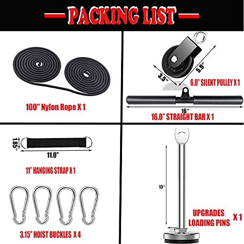 Polea para Gimnasio Profesional DIY Máquina Kit de Cables de Poleas Equipo de Fitness de Fuerza Muscular para Entrenamiento de Curl de Bíceps y Extensiones de Tríceps (Barra Recta)