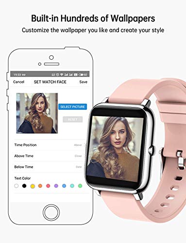 Popglory Smart Watch, Reloj Inteligente con Oxígeno Sanguíneo Presión Arterial Frecuencia Cardíaca, Pulsera Actividad Impermeable IP67 para Hombre Mujer para iOS Android