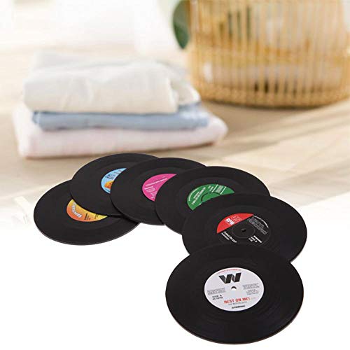 Posavasos de vinilo retro, 12 unidades, para taza de discos de CD y disco, manteles individuales, bebidas frías y calientes, para copa de protección