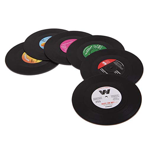 Posavasos de vinilo retro, 12 unidades, para taza de discos de CD y disco, manteles individuales, bebidas frías y calientes, para copa de protección