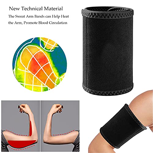 POTUANOT 2 Pares de Bandas para el Sudor de Brazo de Sauna, Recortadores de Brazos,Manga de Compresión Adelgazante,Mangas Ajustables para Entrenamiento de Brazos para Entrenamiento Deportivo