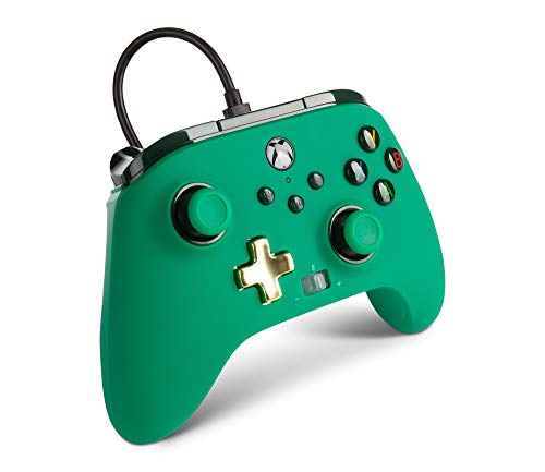 Power A - Mando con Cable, Salida de Audio y Botones programables, de Color Verde Green Inline para Xbox One, Xbox Serie X y Windows 10 (Xbox Series X)