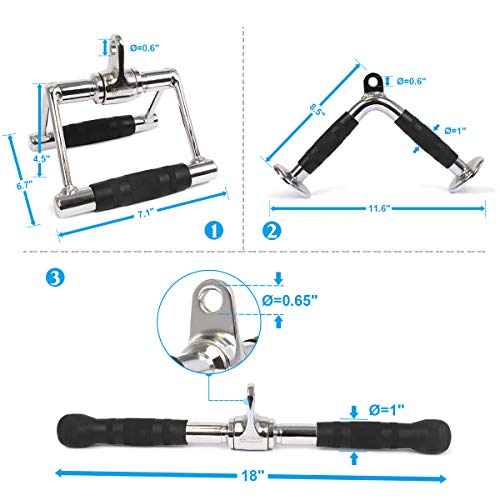 POWER GUIDANCE Accesorio de Cable para Prensa de Tríceps, Accesorios para Máquinas de Pesas, Mango en V con Rotación, Barra Giratoria, Barra en Forma de V (V Handle+Rotating Bar+V-Shaped Bar)