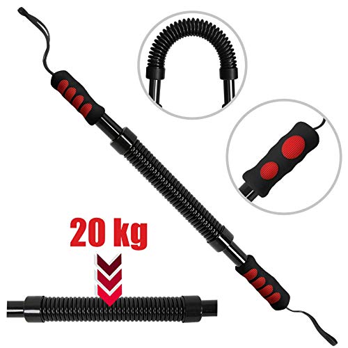 Power Twister - Resistencia 20/30/40/50kg - Barra de Fuerza para Ejercicios de Fitness y Entrenamiento de Pecho y Brazos en Casa, Expansor Muscular de Pectoral, Barra de Torsión para Pectorales (20kg)