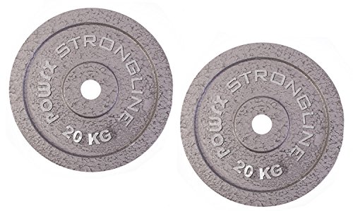 POWRX Discos Hierro Fundido 30 kg Set (2 x 15 kg) - Pesas Ideales para Mancuernas y Barras con diámetro 30 mm + PDF Workout (Plata)