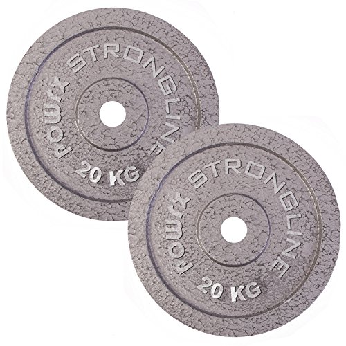 POWRX Discos Hierro Fundido 30 kg Set (2 x 15 kg) - Pesas Ideales para Mancuernas y Barras con diámetro 30 mm + PDF Workout (Plata)