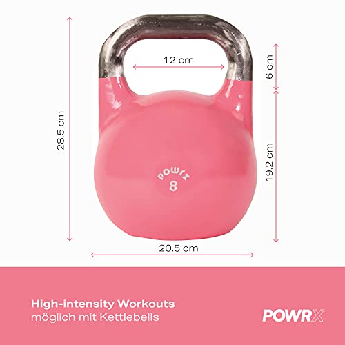 POWRX Kettlebell Pesa Rusa Competición 4-28 kg + PDF Workout (8 kg)