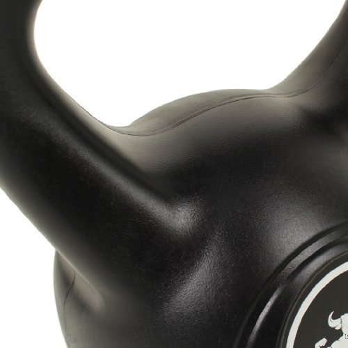 POWRX Pesa Rusa de hormigón 4-12 kg - Kettlebell con Revestimiento de Vinilo y Agarre Antideslizante + PDF Workout (10 kg/Negro)