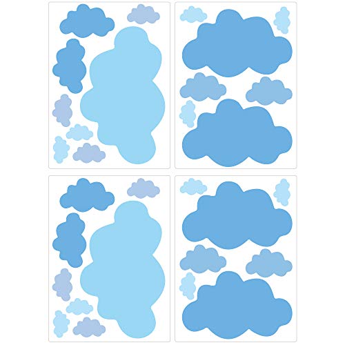 PREMYO 30 Nubes Pegatinas Pared Infantil - Vinilos Decorativos Habitación Bebé Niños - Fácil de Poner Azul Pastel