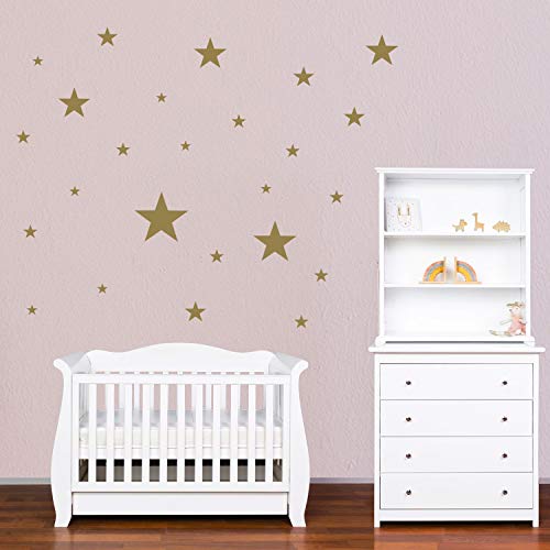 PREMYO 32 Estrellas Pegatinas Pared Infantil - Vinilos Decorativos Habitación Bebé Niños - Fácil de Poner Oro