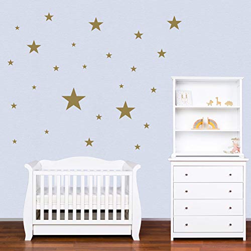 PREMYO 32 Estrellas Pegatinas Pared Infantil - Vinilos Decorativos Habitación Bebé Niños - Fácil de Poner Oro