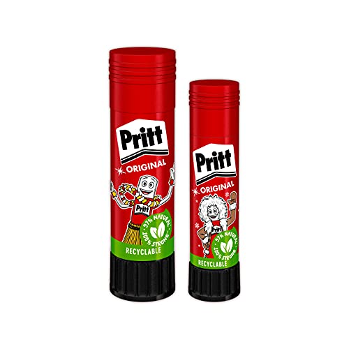 Pritt Barra Adhesiva, pegamento infantil seguro para niños para hacer manualidades, cola universal de adhesión fuerte para estuche y oficina, 1x11 g y 1x22 g Pritt Stick