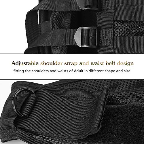 ProCase Chaleco Táctico Hombre, Ropa Militar Adulto Multibolsillos para Caza Airsoft Paintball, Chaleco de Asalto Entrenamiento Ajustable Transpirable Ligero para Deportes al Aire Libre -Negro