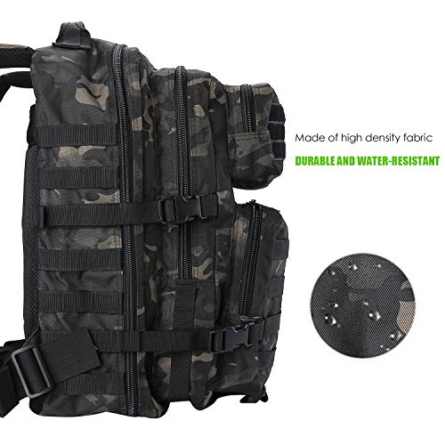 ProCase Mochila Táctica Militar 40L, Paquete de Asalto MOLLE de Gran Capacidad para Utilidad Militar, Bolsa de Emergencia de 3 Días para Caza Senderismo Acampada y Actividad al Aire Libre –Camo Negro