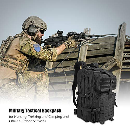 ProCase Mochila Táctica Militar 42L, Paquete de Asalto MOLLE de Gran Capacidad para Utilidad Militar, Bolsa de Emergencia de 3 Días para Caza Senderismo Acampada y Actividad al Aire Libre –Negro