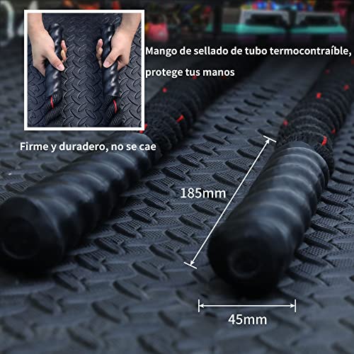 PROIRON Cuerda De Batalla 9m 12m Battle Rope para Entrenamiento Físico, 38mm diámetro Negro