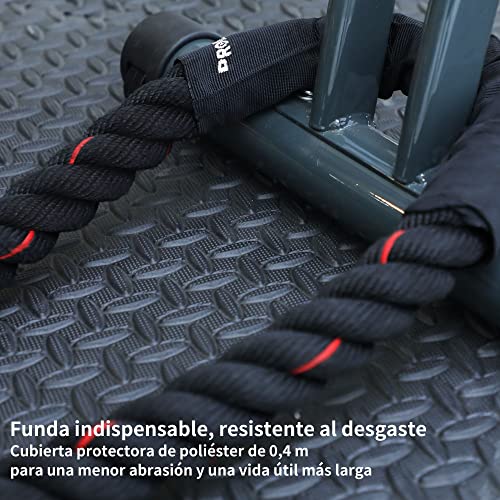 PROIRON Cuerda De Batalla 9m 12m Battle Rope para Entrenamiento Físico, 38mm diámetro Negro