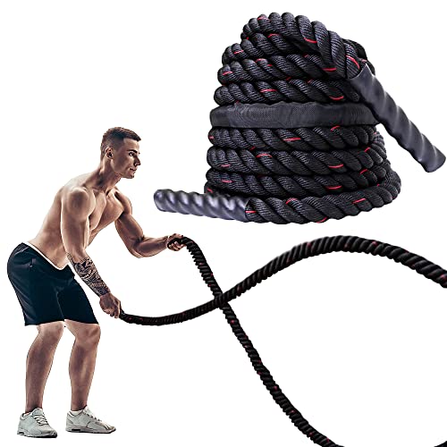 PROIRON Cuerda De Batalla 9m 12m Battle Rope para Entrenamiento Físico, 38mm diámetro Negro