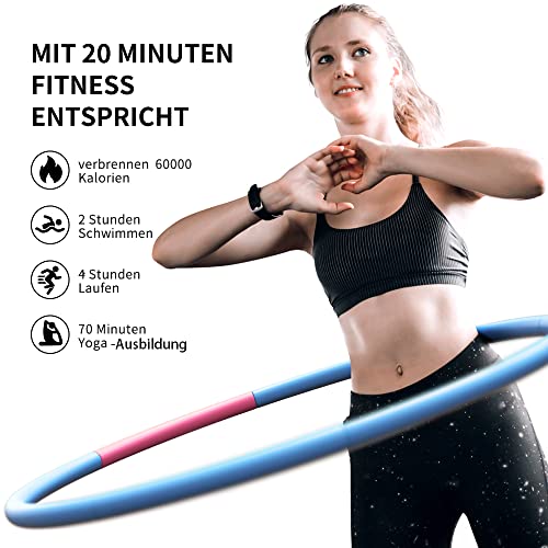 PROIRON Hula Hoop con Peso 1,2 kg, Hula Hoop Fitness con tamaño 73-98cm Ajustable, Aro Hula Hoop para Adultos y Niños (Rosa/Azul)