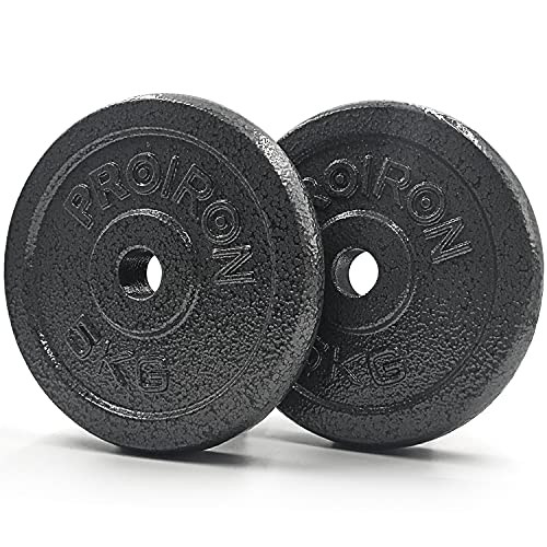 PROIRON Pesas de Disco 2 x 5kg Hierro Fundido Discos de Pesa para mancuerna musculación