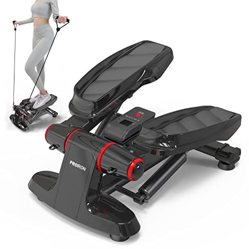 PROIRON Stepper con Pantalla Multifuncional y Cintas de Entrenamiento-Máquina de Step para Hacer Ejercicio de gluteos y Cardio (Negro)