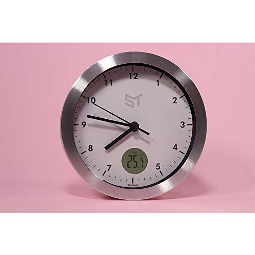 PROMO SHOP Gran Reloj de Pared Metalico Personalizado con Strongman · Mecanismo Silencioso Sweep · Reloj Cocina Pared con Termometro · Incluye Caja de Individual